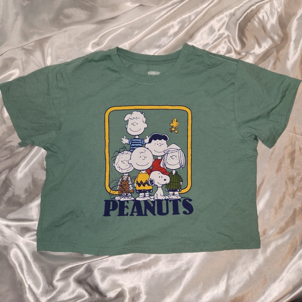 🔥Peanuts T-Shirt in Green with Characters | Sz XL - Picture 1 of 4